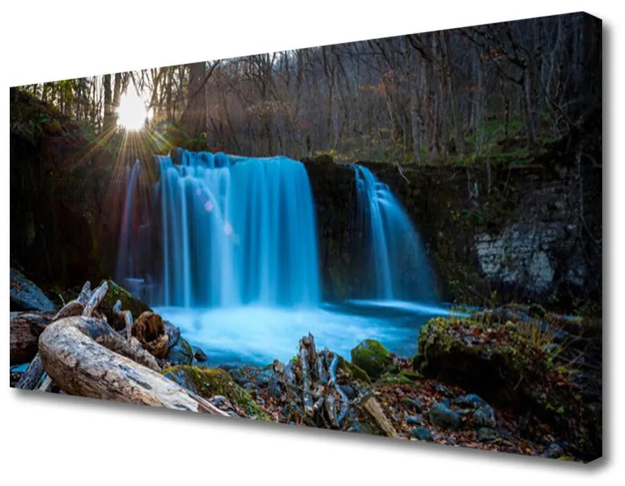 Obraz Canvas Slnko vodopád príroda 140x70 cm