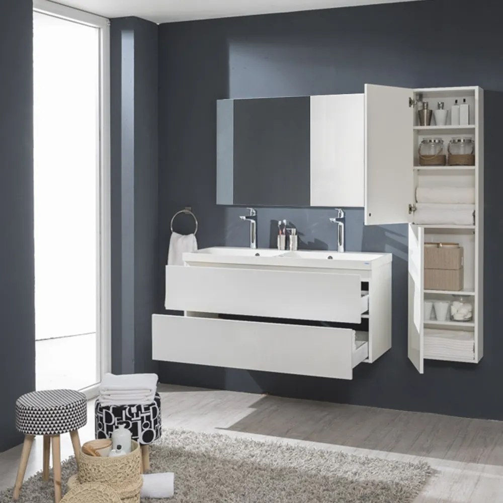 Mereo, Mereo Aira, kúpeľňová skrinka 170 cm vysoká, pravé otváranie, Multidecor, Betón Chicago tmavosivý, MER-CN794PNBCS2