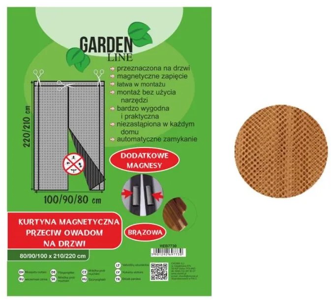 Bestent Magnetická sieťka na dvere 100x220cm Hnedá