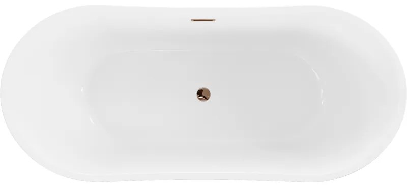 Mexen Montana, voľne stojaca vaňa 180 x 80 cm, biela-čierna, ružové zlato prepad, 52011808075-60
