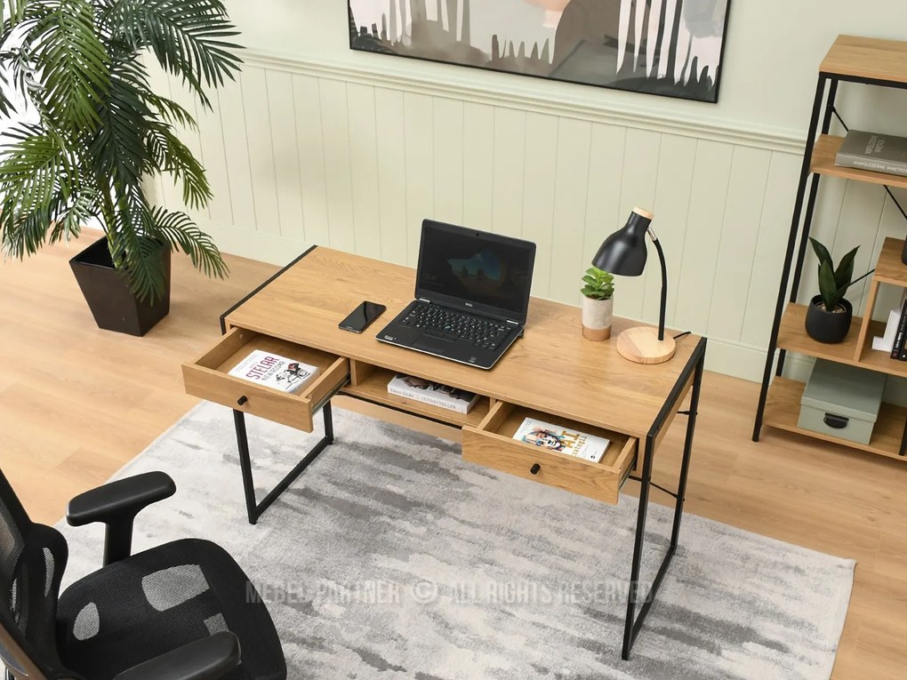 PC stolík Nills (dub + čierna). Akcia -29%. Vlastná spoľahlivá doprava až k Vám domov. 1109798
