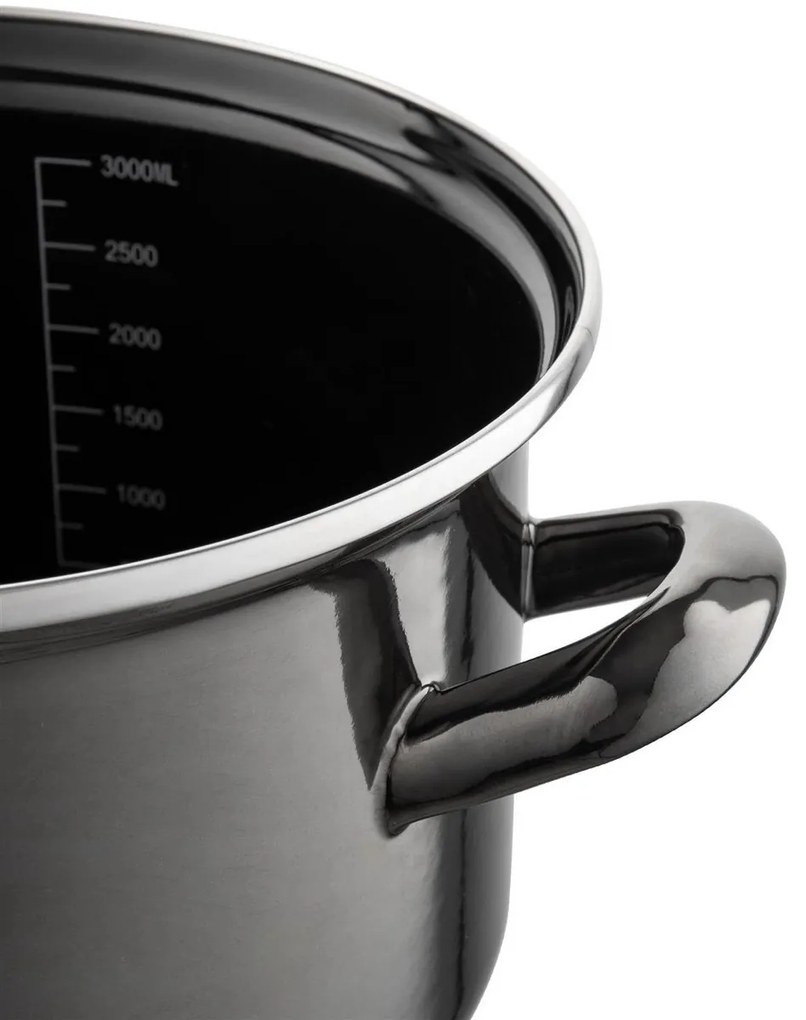 Smaltovaný hrniec s pokrievkou 3,3 l, čierna