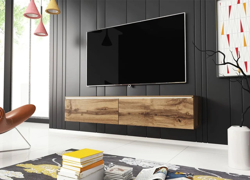 TV stolík Lancome 140, dub wotan s LED osvetlením
