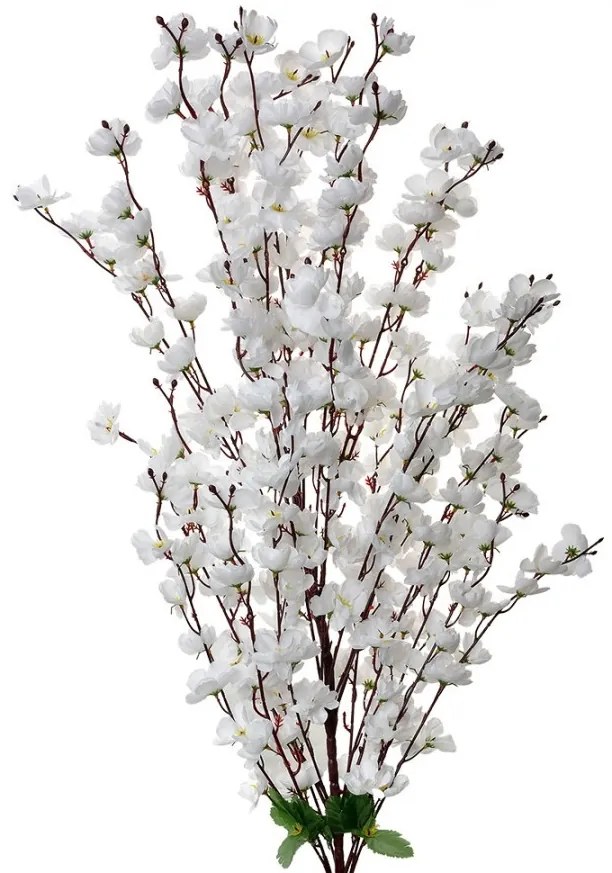 Dekorácia umelá vetvička s bielymi kvetmi - 40*10*100 cm