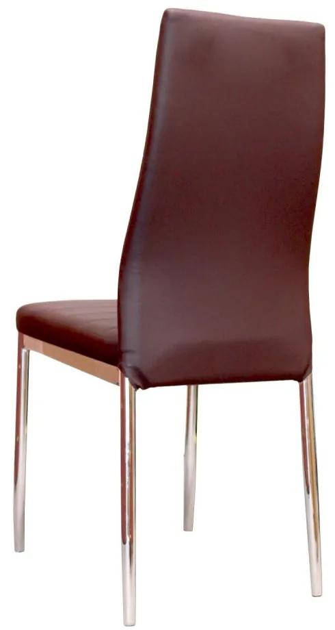 Jedálenská stolička MALUSI — PU koža, hnedá
