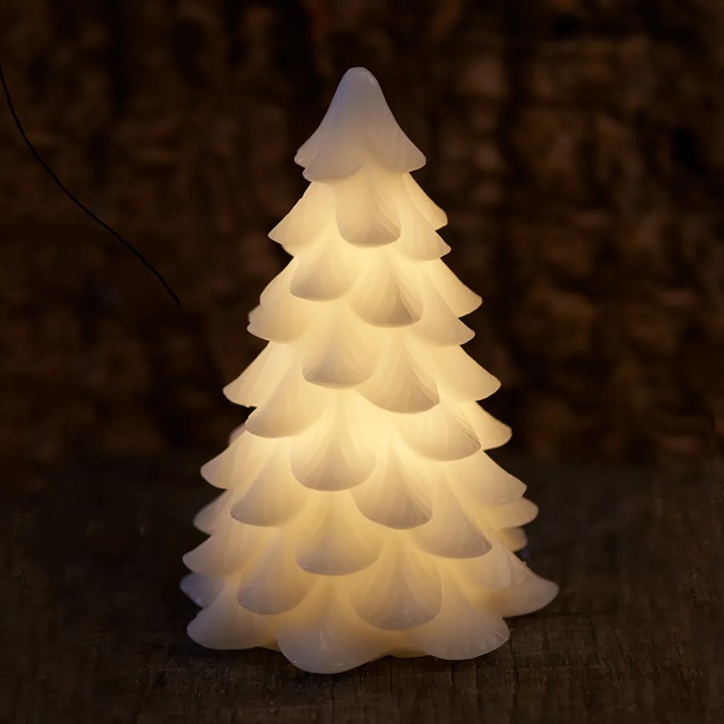 LED sviečka - stromček, biela, 19cm
