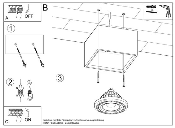 Sollux SL.0883 - Stropné svietidlo QUATRO 1xGU10/40W/230V betón