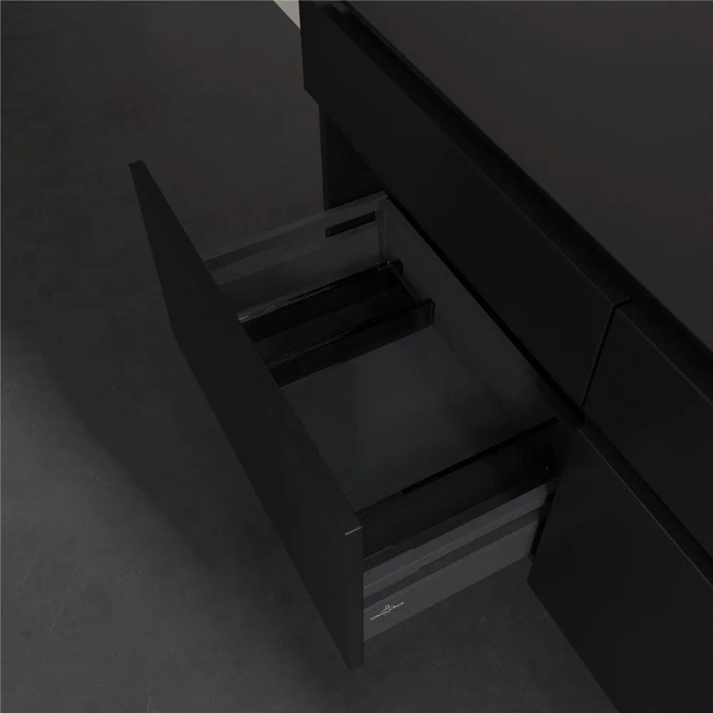 VILLEROY &amp; BOCH Legato závesná skrinka pod umývadlo na dosku (umývadlo vpravo), 4 zásuvky, 1200 x 500 x 550 mm, Black Matt Lacquer, B58200PD