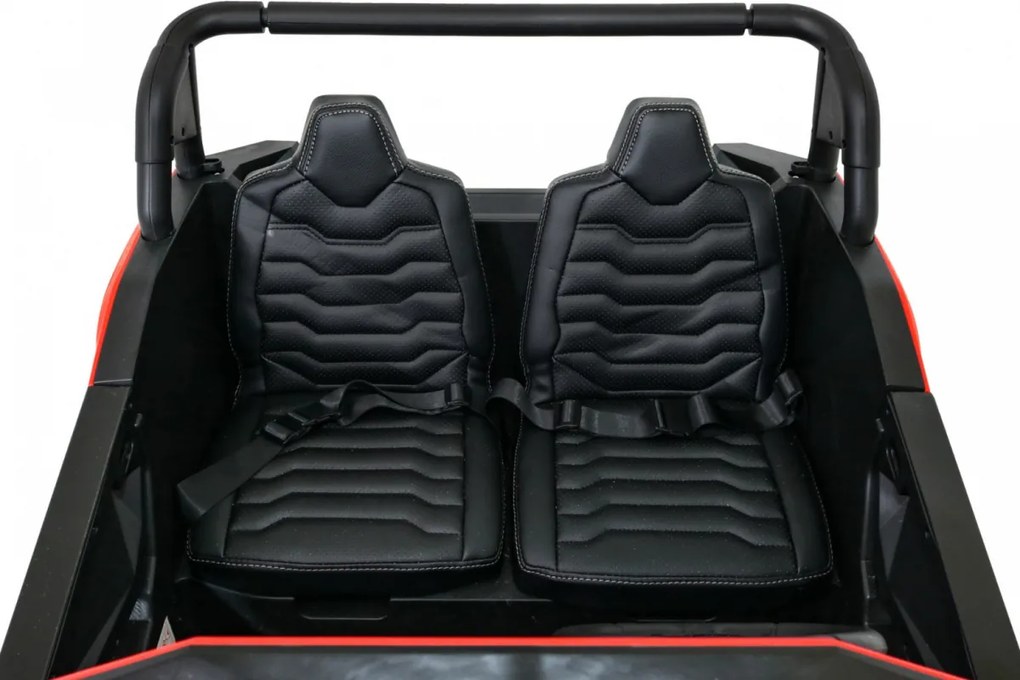Ramiz Silná pretekárska štvorkolka pre 2 deti Červená + Bezkartáčový motor + Nafukovacie kolesá + LED zvuk
