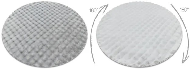 Koberec BUBBLE strieborný 21 štrukturálny 3D, kruh
