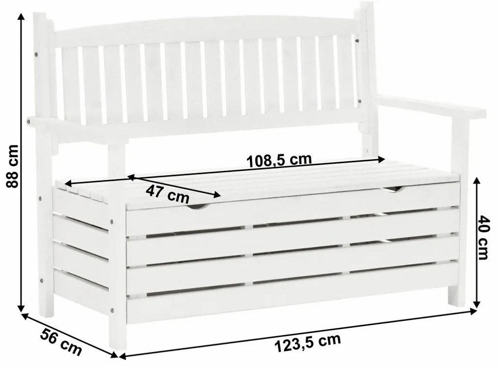 Záhradná lavička, biela, 123,5 cm, DILKA