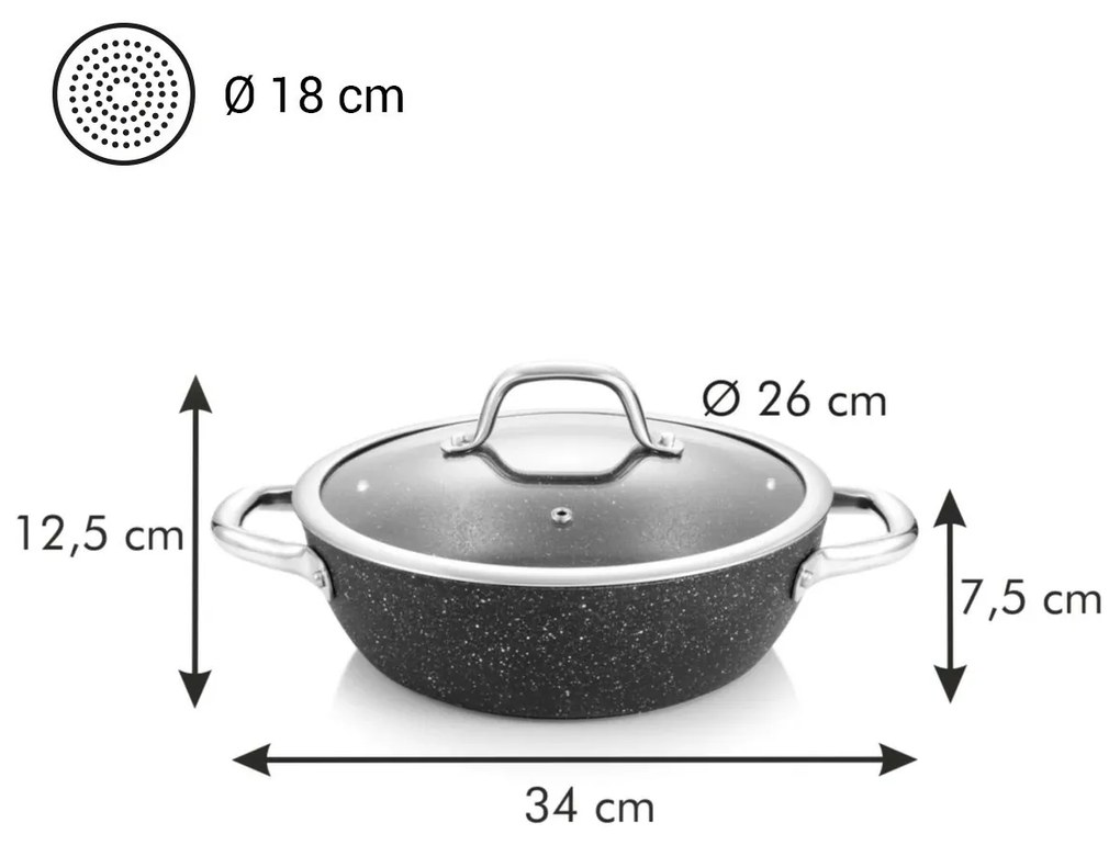 TESCOMA panvica hlboká PRESIDENT Stone s pokrievkou ø 26 cm , 26 cm