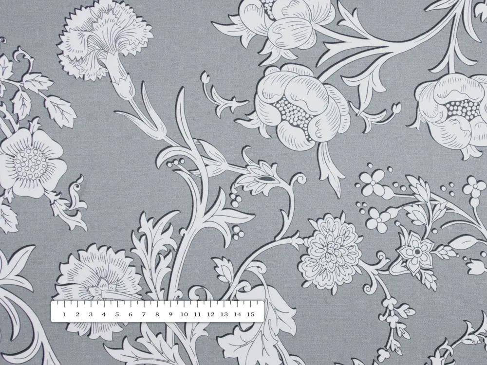 Biante Dekoračný behúň na stôl PM-046 Zámocké kvety na svetlo sivom 35x160 cm
