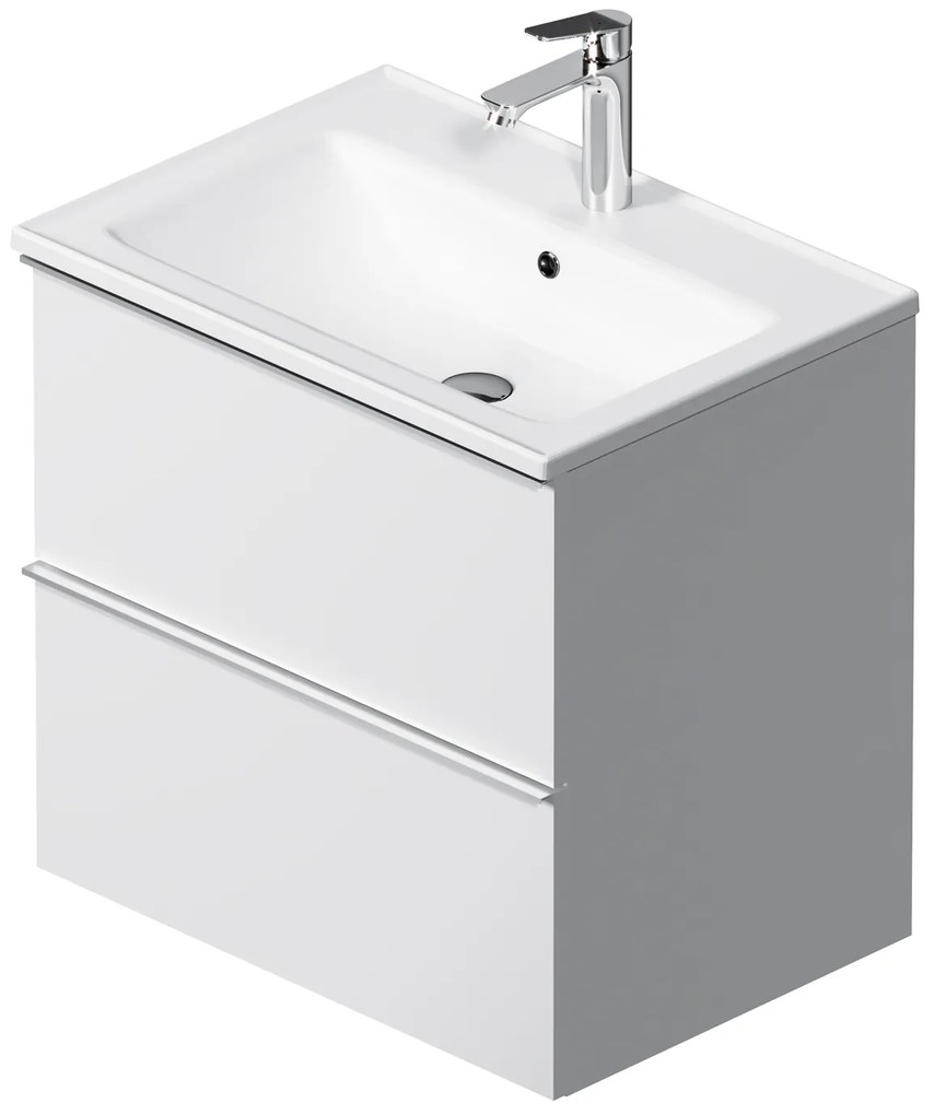 Skrinka s umývadlom 65 AM.PM Hit MTAFHX0652WG závesná, 2 zásuvky, lesklá biela