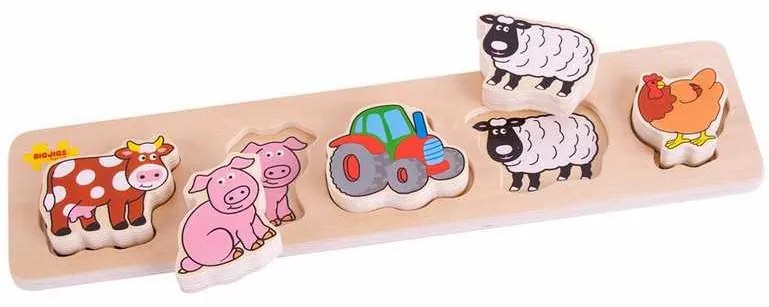 Bigjigs Baby Drevené vkladacie puzzle farma