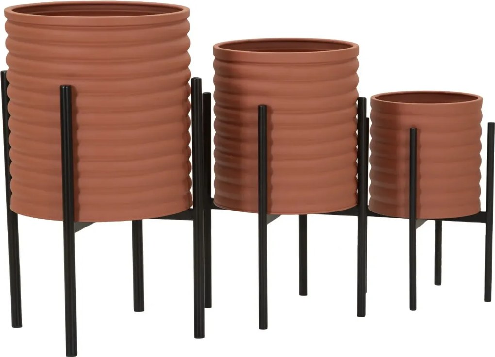 Sada 3 ks stojanů na květiny Milly terakota