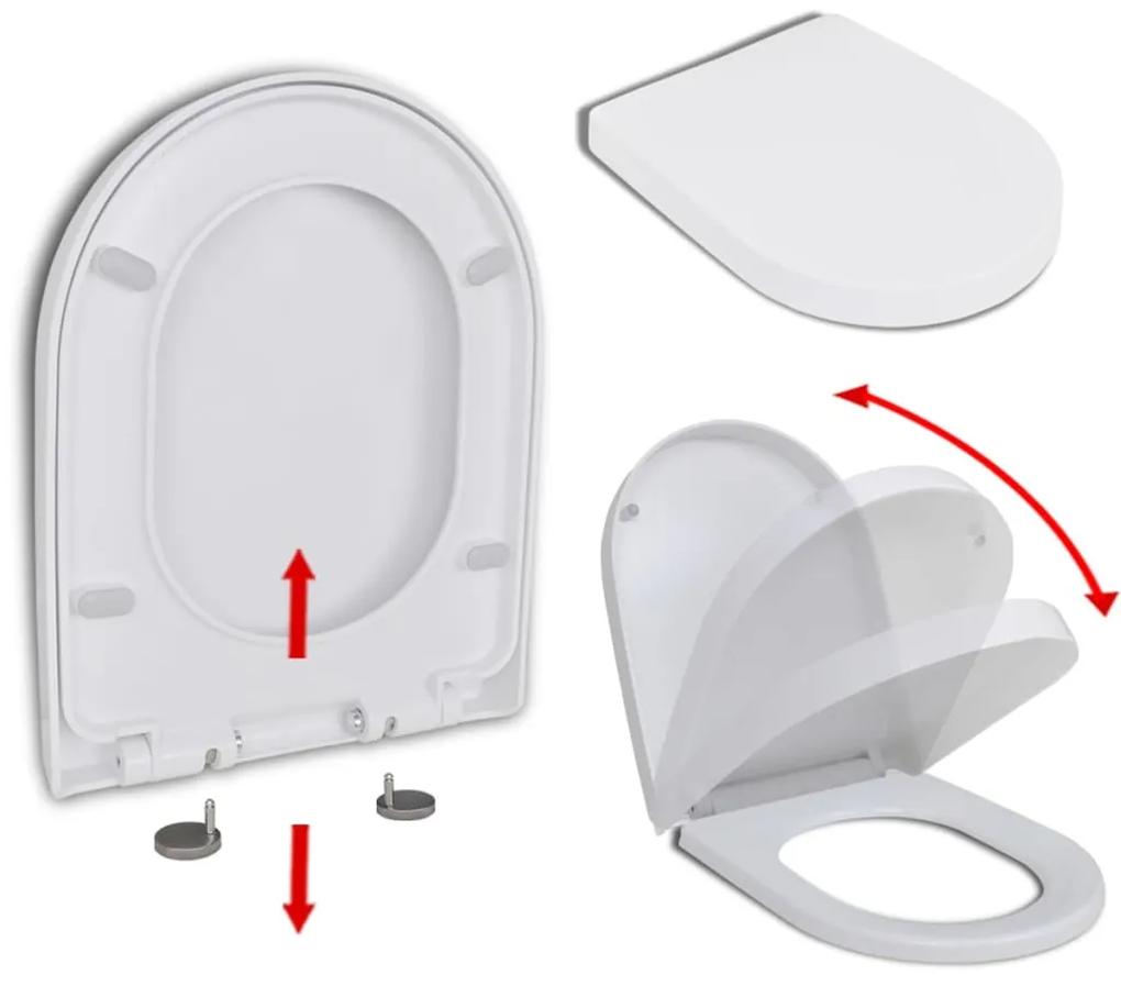 vidaXL WC sedadlo, pomalé sklápanie, rýchloupínacie, biele, štvorcové