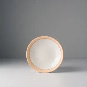 MIJ Malý tanier biely s hnedým okrajom 15x3 cm