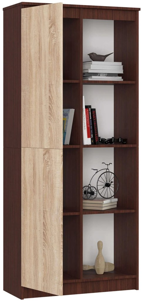 Regál Rexa 80 cm 1 skrinka a 4 police wenge/sonoma