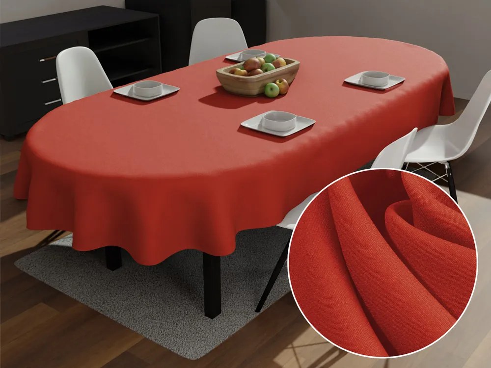 Biante Dekoračný oválny obrus Rongo RG-088 Tehlovo červený 50x100 cm
