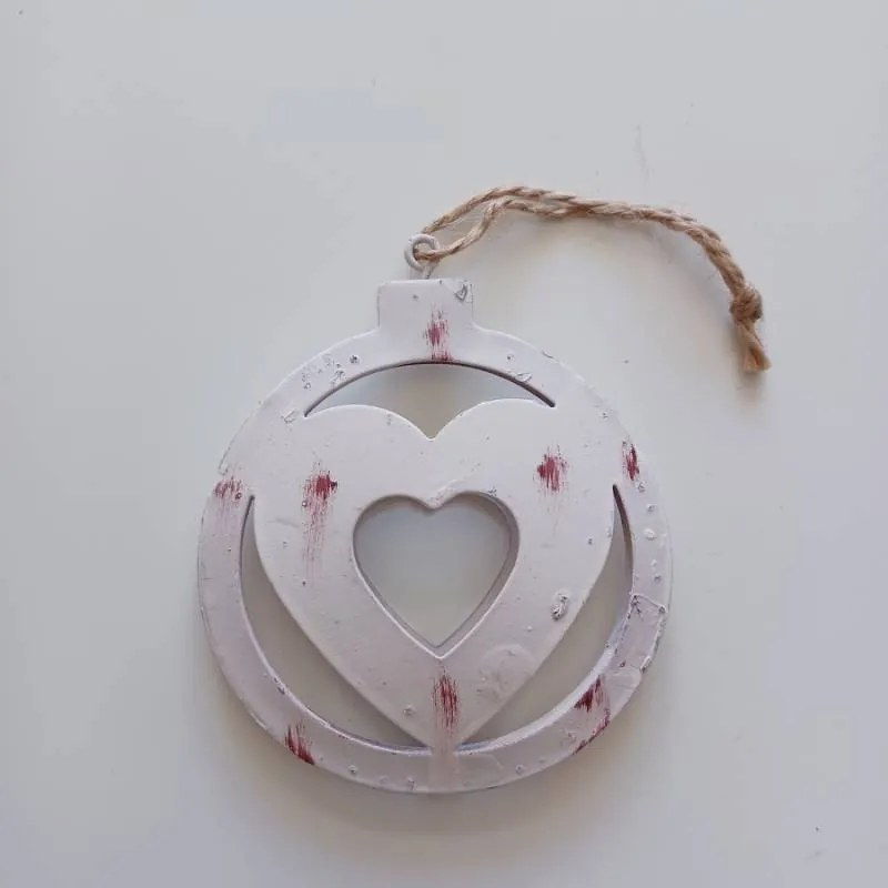 DECOLED Kovová vánoční závěsná ozdoba s patinou srdce