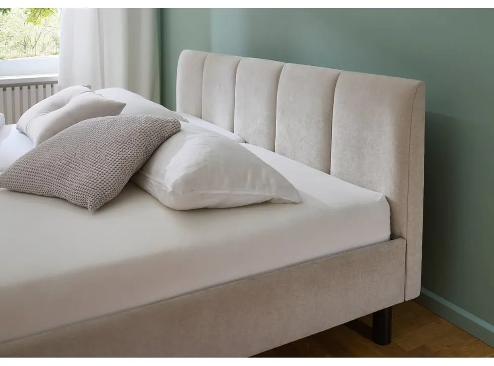 Béžová čalúnená dvojlôžková posteľ bez roštu 180x200 cm Joker – Meise Möbel