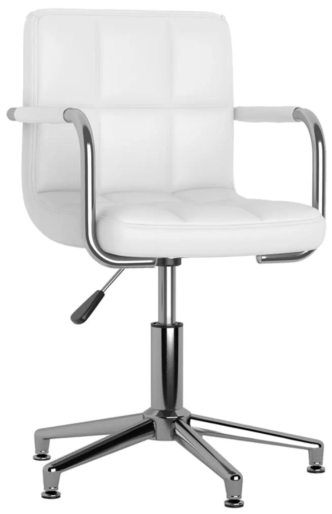 Otočná jedálenská stolička biela umelá koža 3088092