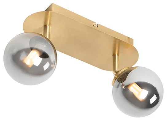 Bodové svetlo zlaté 2-žiarovkové nastaviteľné s dymovým sklom - Atény