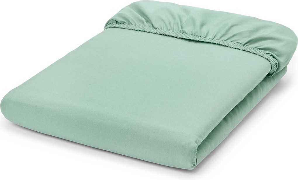 Džersejová napínacia plachta, dvojlôžko, šalviovozelená