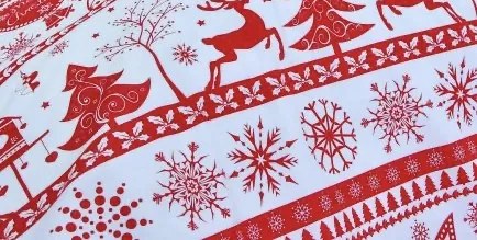 Obliečky bavlnené Vianočné obliečky Christmas červené - 1x Vankúš 90x70cm, 1x Paplón 140x200cm