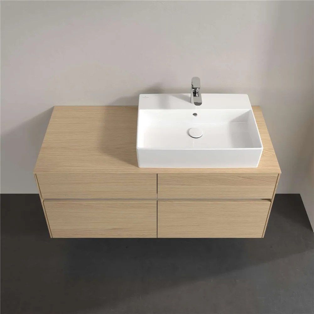 VILLEROY &amp; BOCH Collaro závesná skrinka pod umývadlo na dosku (umývadlo vpravo), 4 zásuvky, 1200 x 500 x 548 mm, Nordic Oak, C13000VJ