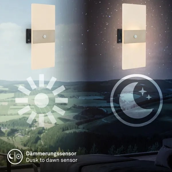 Briloner 3888012 - Nabíjateľné nástenné LED svietidlo AURA so senzorom, 2,5 W / 5 V, 1800 mAh, matné