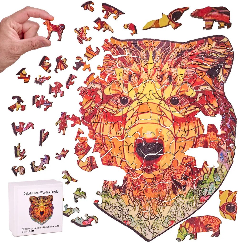 Drevené puzzle PREMIUM A3 | medveď