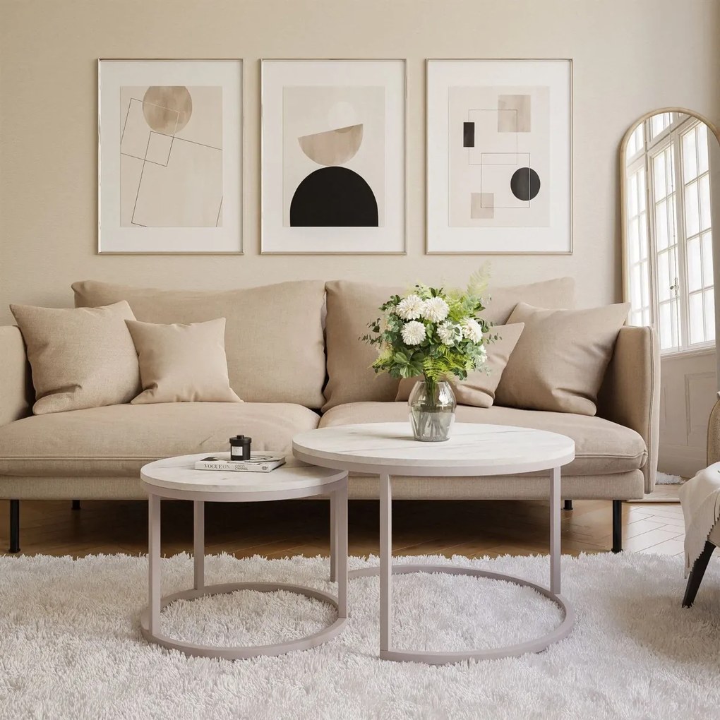 KONFERENČNÝ STOLÍK LEONARDO 2V1 KAŠMÍR + BIELY MRAMOR