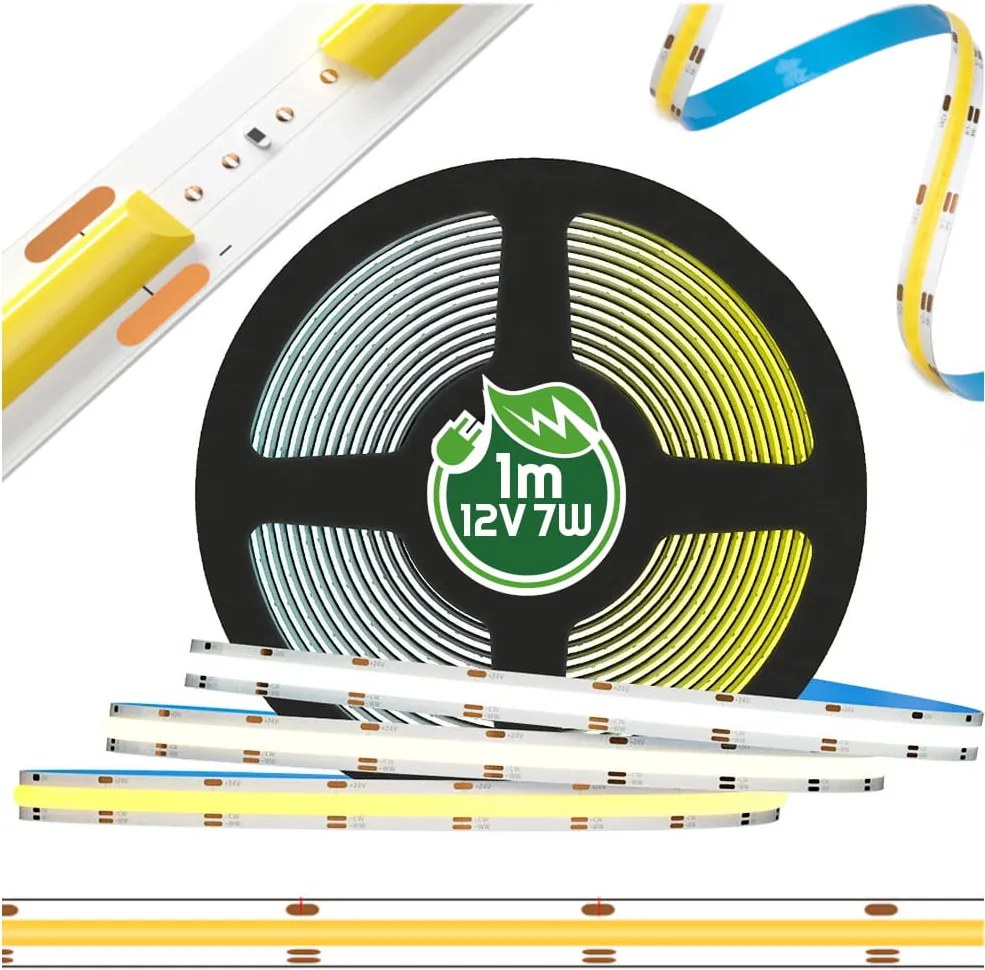 BERGE LED pásik COB - 7W - 12V - IP20 - 50m - teplá biela