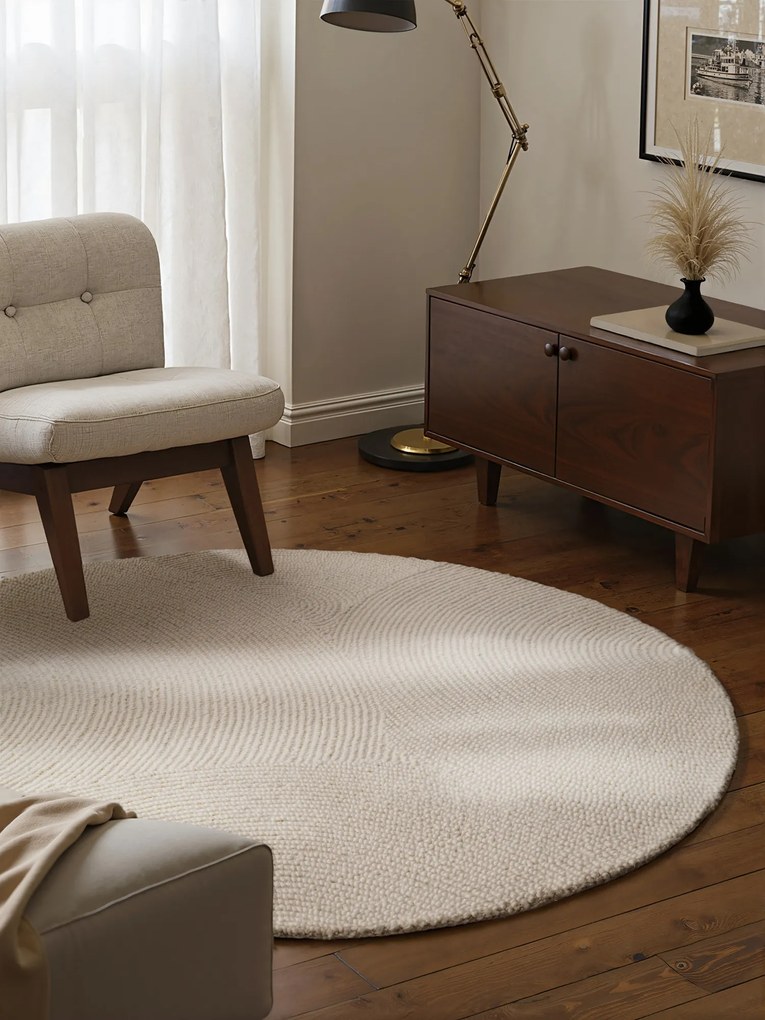 AKCIA: 💧🛡️150x150 (průměr) kruh cm Kusový koberec Eleni 106220 Natur Weiß kruh + aplikovaná impregnácia, biela, obývacia izba, Hanse Home