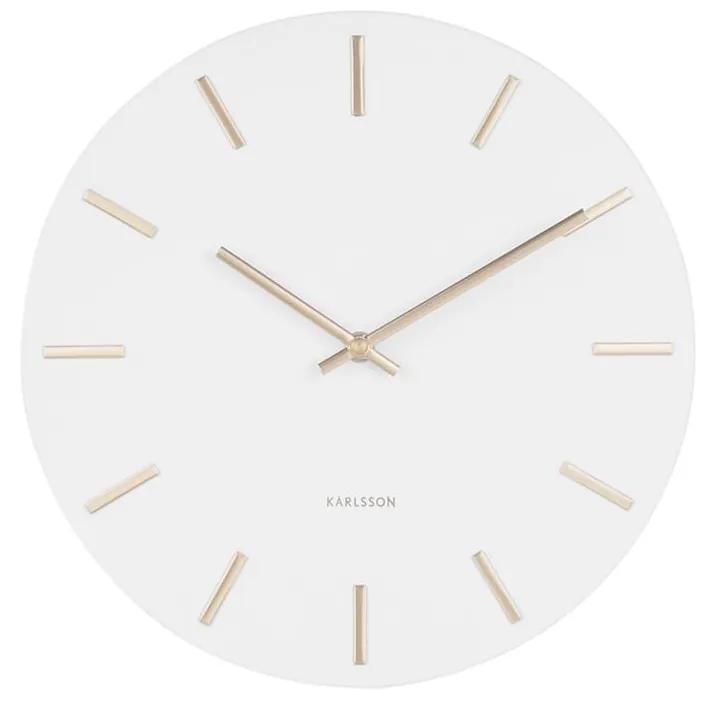 Nástenné hodiny Charm Steel biela, zlatá ø 30 cm x 3,5 cm