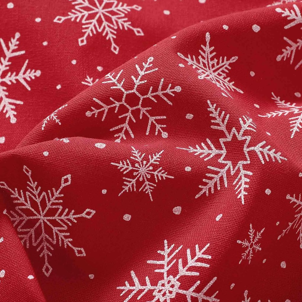 Goldea vianočný okrúhly obrus valencia - biele vločky na červenej Ø 170 cm
