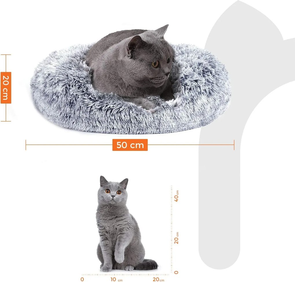 Pelech pre psa, pelech pre mačku, mäkký plyš, 50 cm, sivý