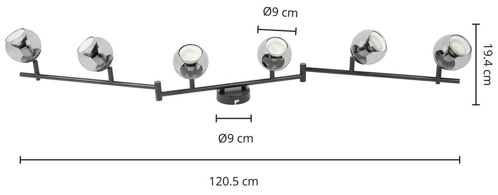 Lindby Samika bodové LED svetlá dymové sklo, 6-pl.