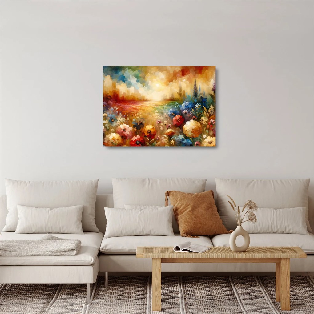 Sklenený obraz - Pestrofarebná lúka (70x50 cm)