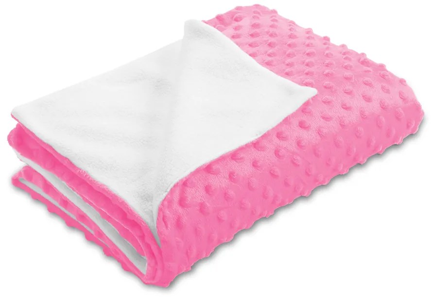 Biante Detská obojstranná deka Minky bodky/Polar MKP-012 Sýto ružová 100x150 cm