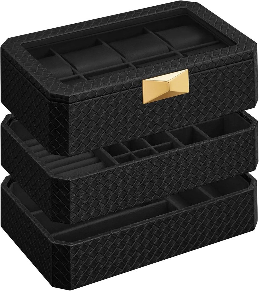 Úložný box na hodinky Leslie III černý