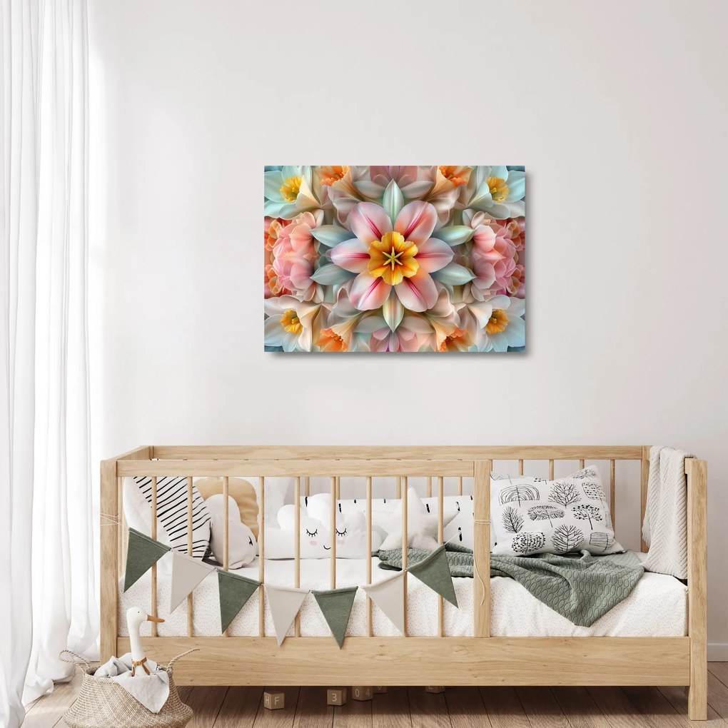 Sklenený obraz - Kaleidoskopický kvet (70x50 cm)