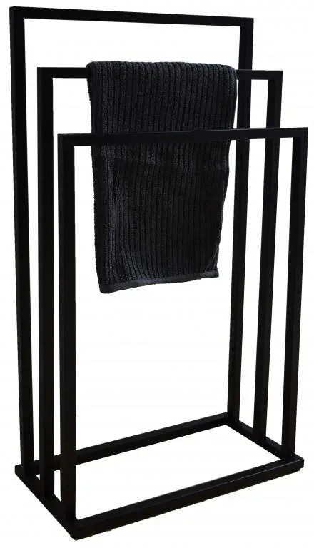 Erga Lonia, trojramenný vešiak na uteráky 41x22x85 cm, čierna matná, ERG-YKA-P.LONIA3-BLK