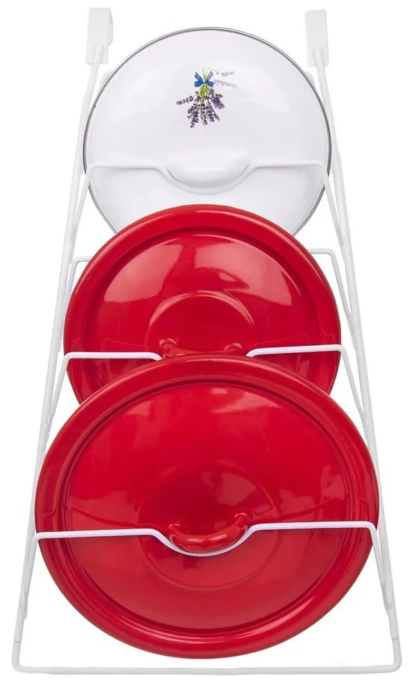 Orion Držiak, stojan na pokrievky závesný na dvierka - 6 pozícií, biely kov