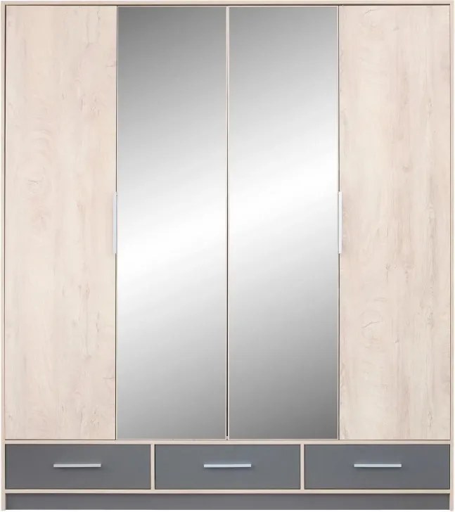 Šatník strieškou, dub sonoma / biela mat