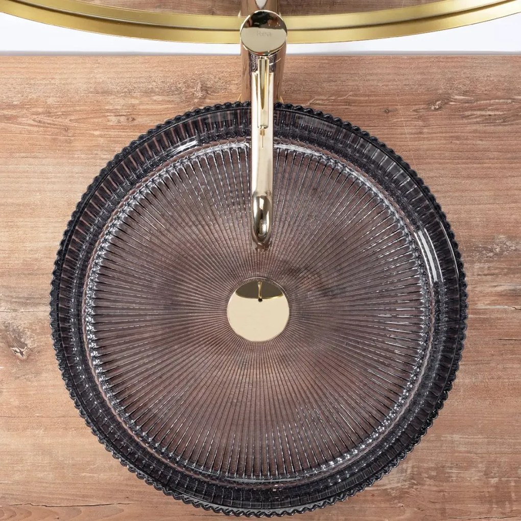 Rea Ingrid, sklenené umývadlo na dosku 40x40x13 cm, šedá, REA-U0279