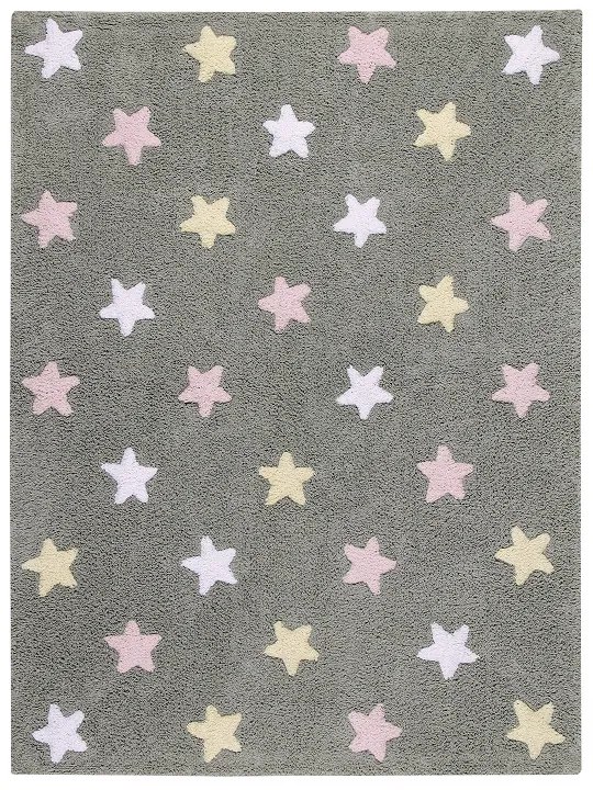 Lorena Canals koberce Ručne tkaný kusový koberec Tricolor Stars Grey-Pink - 120x160 cm