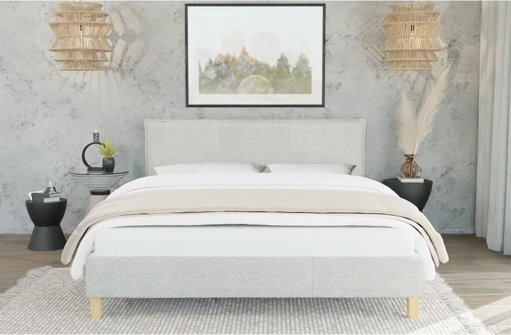 Béžová čalúnená dvojlôžková posteľ s roštom 180x200 cm Tina – Ropez